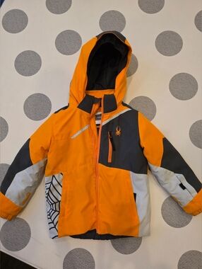 Spyder Kids Orange and Gray Spider Ski Jacket Size 4